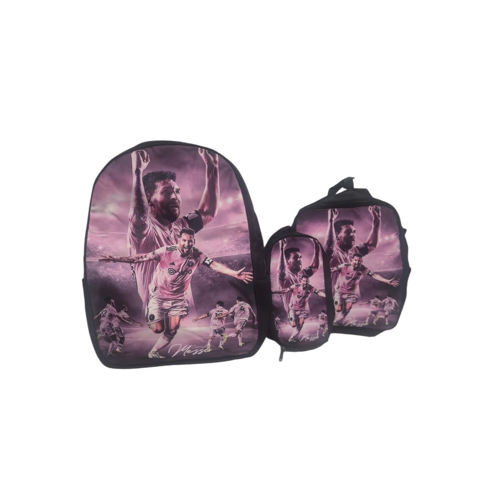 Messi backpack 3 Pc Lionel Miami Inter Purple Huge Graphic Print.